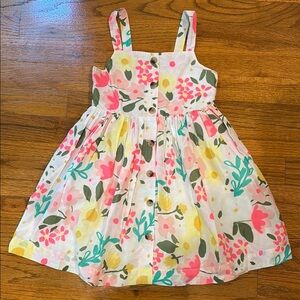 Cat & Jack Cream Pleated Sundress Sleeveless Square Neck